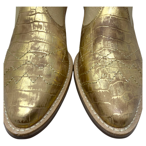 NEW Matisse Sweet Jane Gold Snake Leather Western Ankle Booties Shooties Sz 6.5 - Picture 6 of 10